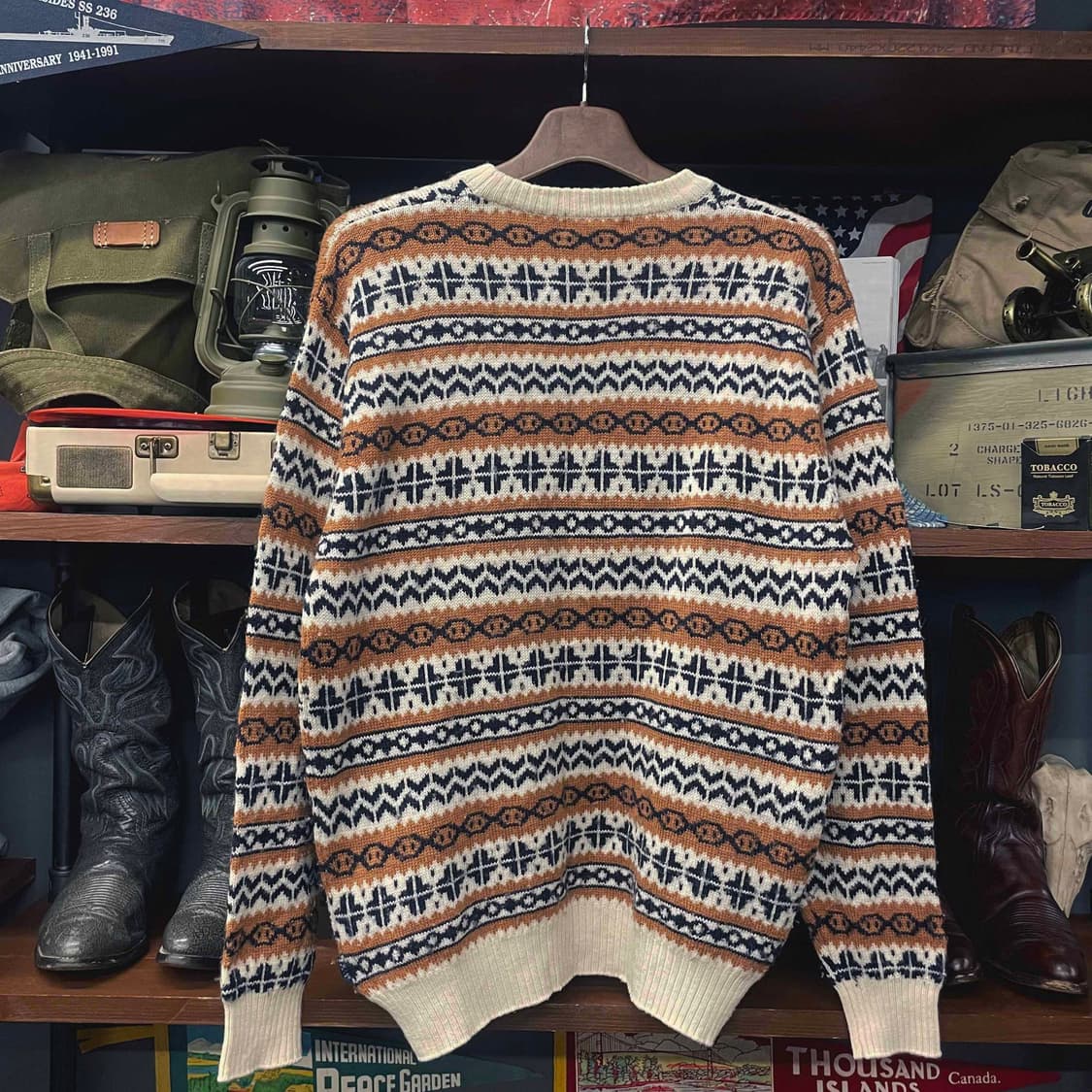 엘레 옴므 파리 크루넥 멀티 패턴 니트 스웨터 N501 상품이미지2