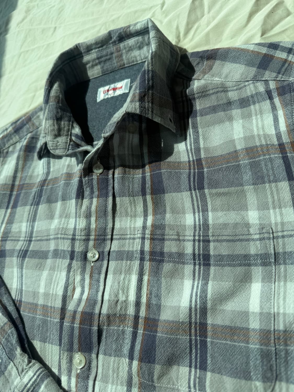 컨버스 빈티지 체크 셔츠 그레이 코튼 남방 상품이미지3