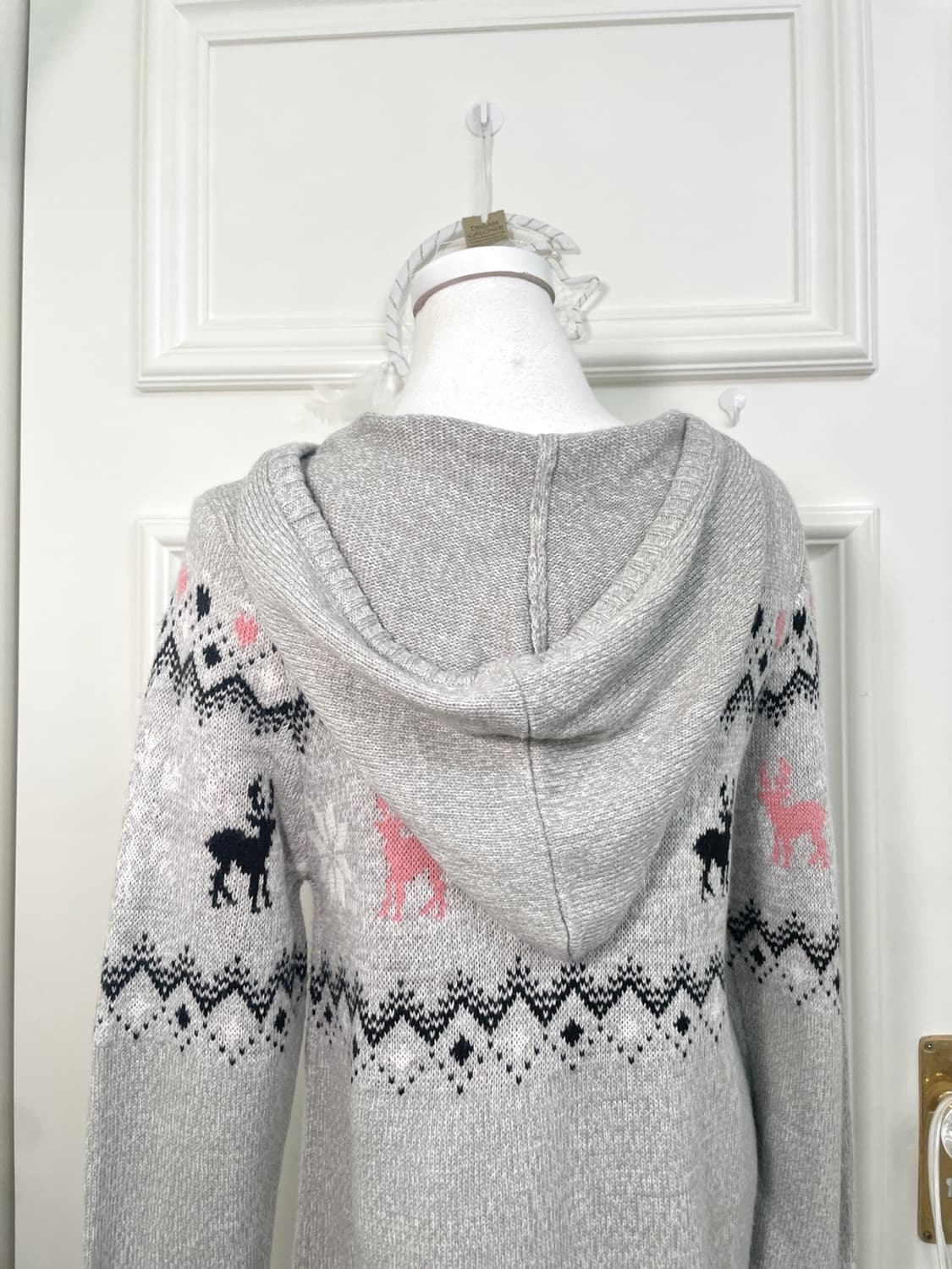 sheer gray heart nordic pattern hoodie o 상품이미지4