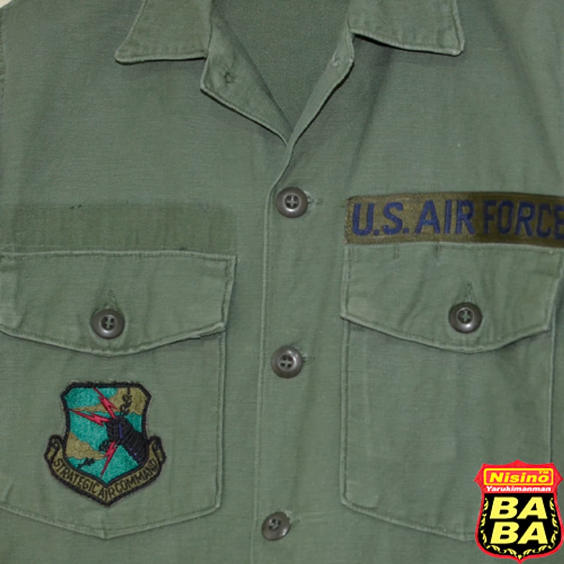 70s U.S. AIR FORCE SAC 패치 OG-107 반팔 셔츠 상품이미지3