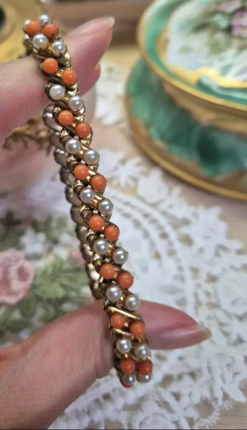 vintage )1960s 스트레치모조산호팔찌 상품이미지5