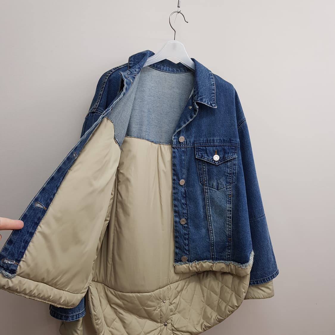 한섬 시스템 배색 퀼팅 오버핏 데님 자켓 82-94-160사이즈 상품이미지6