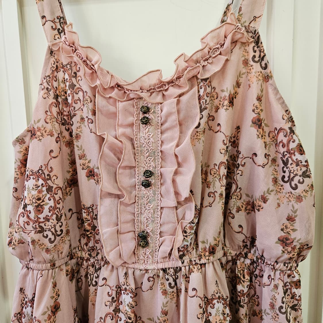 (Axes Femme) 앤틱 로즈 프레임 핑크 원피스 상품이미지2