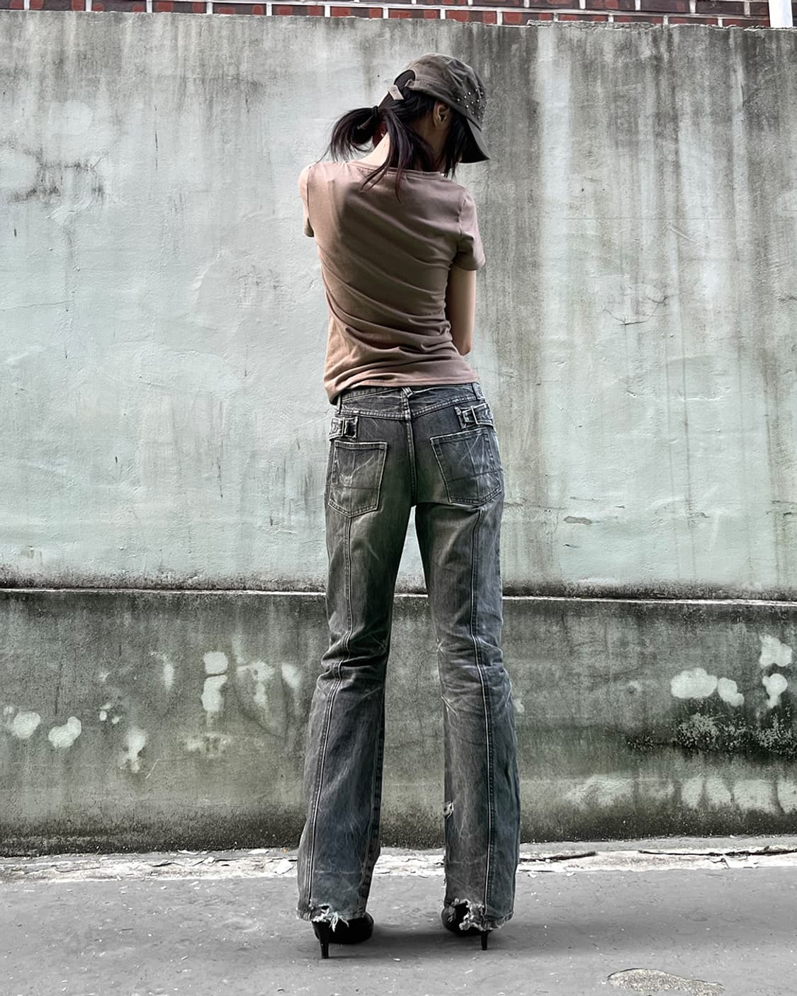 Y2K Grunge Curved Distressed Denim Pants 상품이미지2