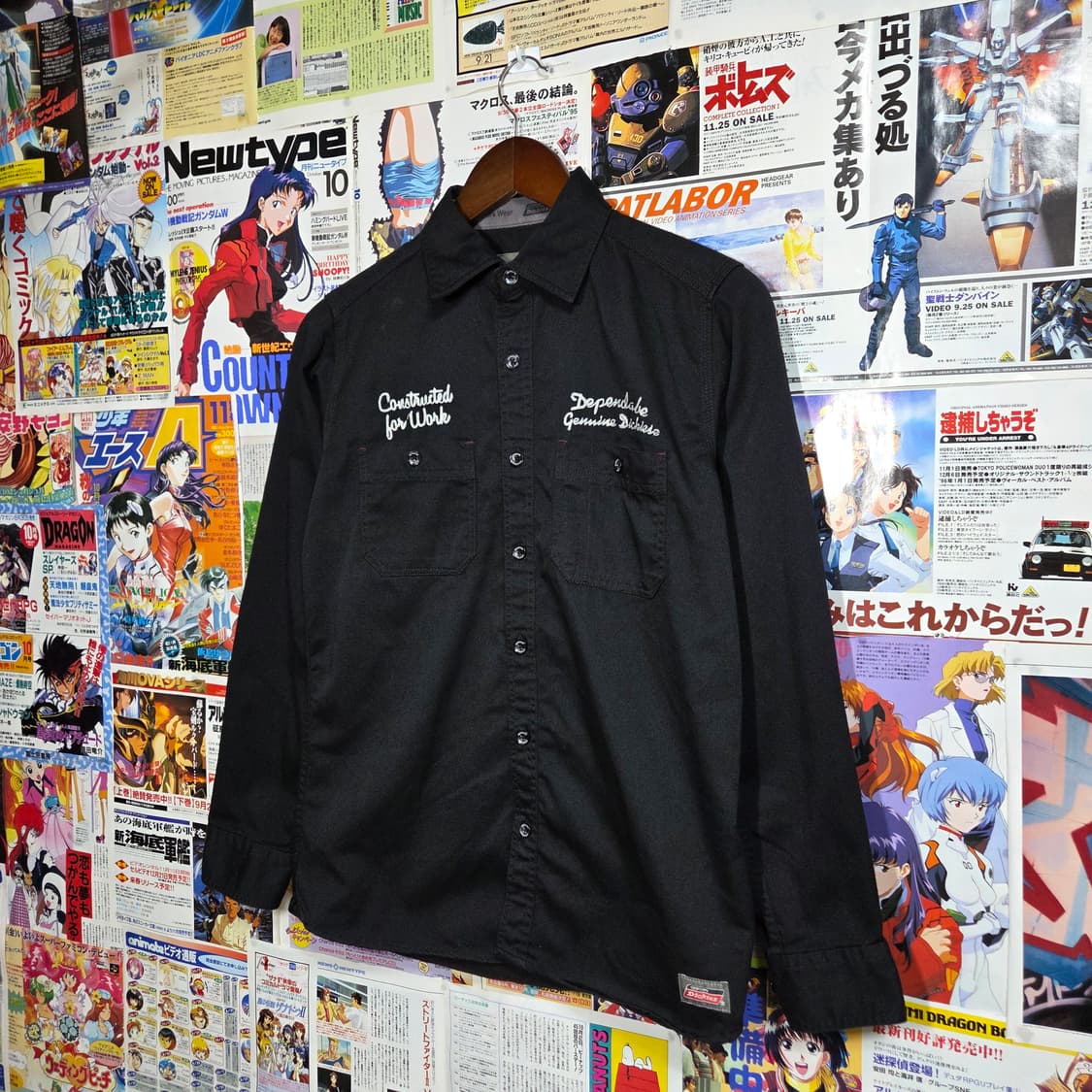 JPN 디키즈 레터링 블랙 코튼 셔츠 상품이미지1