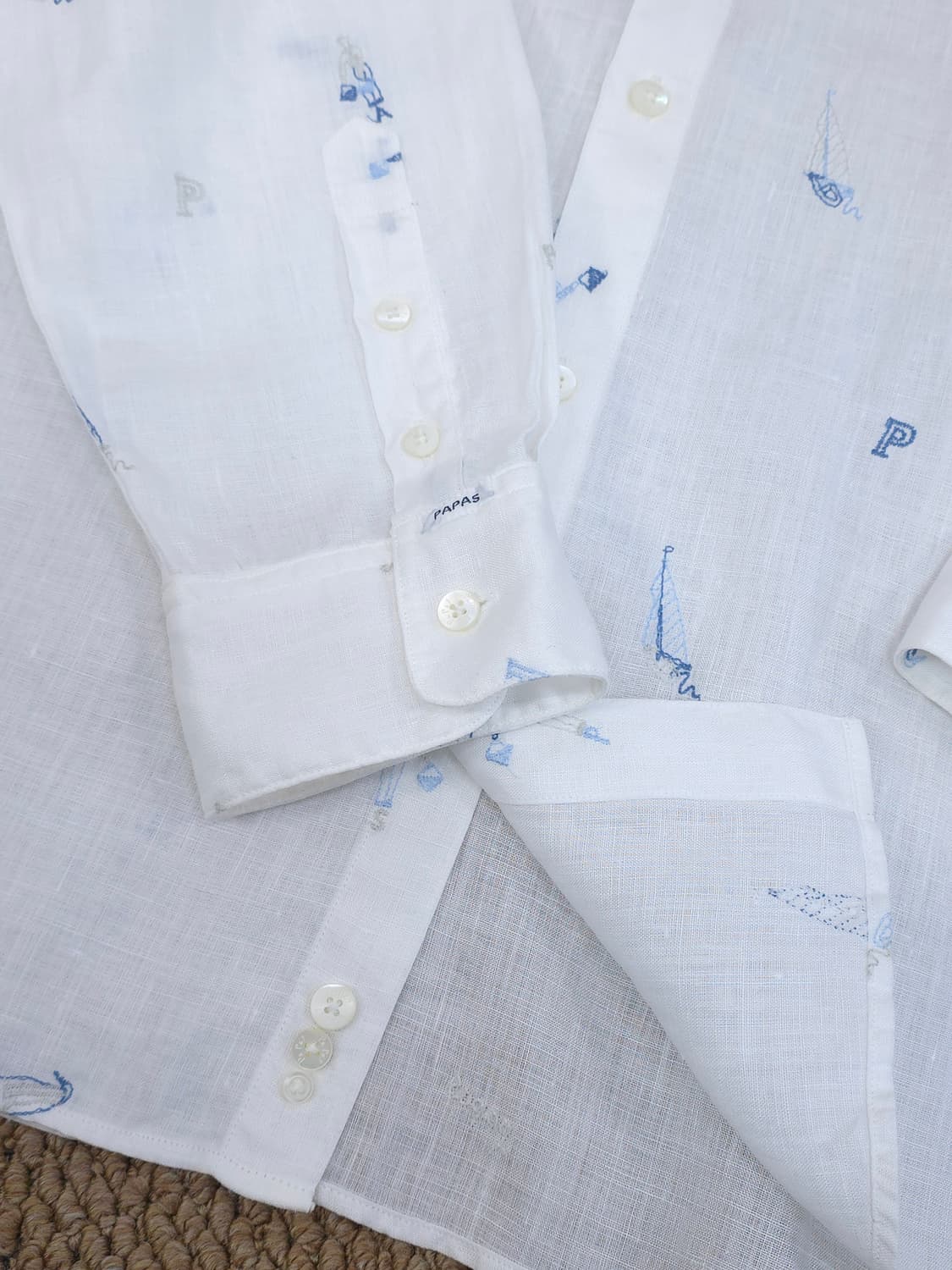 Papas 린넨100% 셔츠 남성 52 LL 상품이미지3