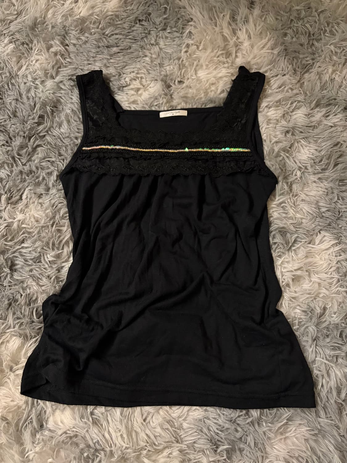 Japanese vintage 모리걸하구미 레이스 스팽클 탑  상품이미지1