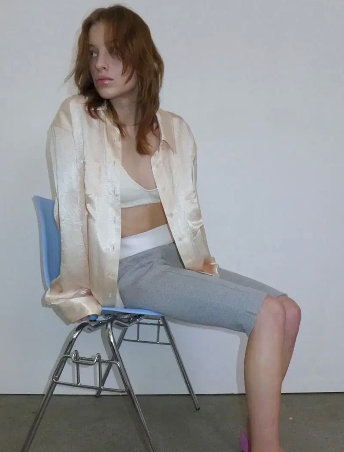 무료배송) 오버듀플레어 satin label overfit shirt 상품이미지2