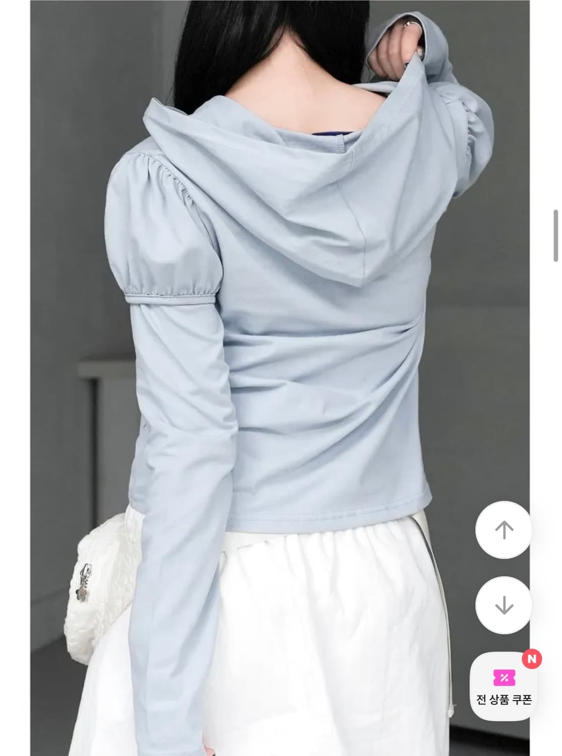 바이너리원 코엔 후드 퍼프 티셔츠 white 상품이미지3