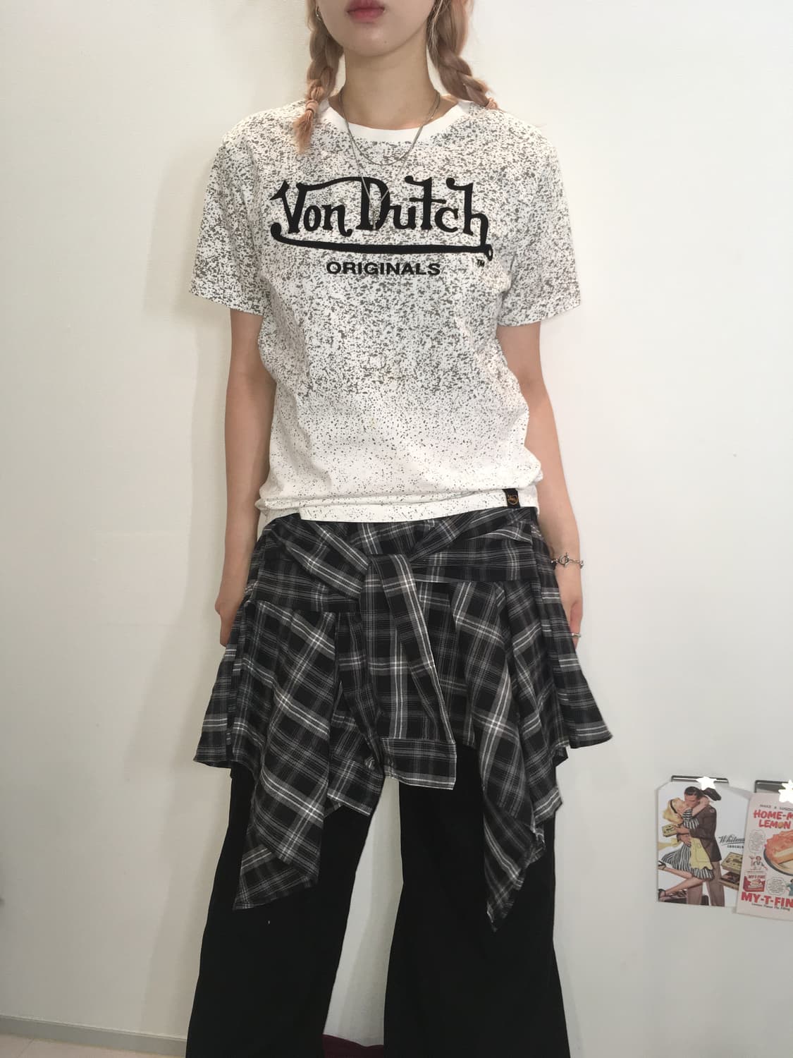 jpn vintage check layered midi skirt 상품이미지3