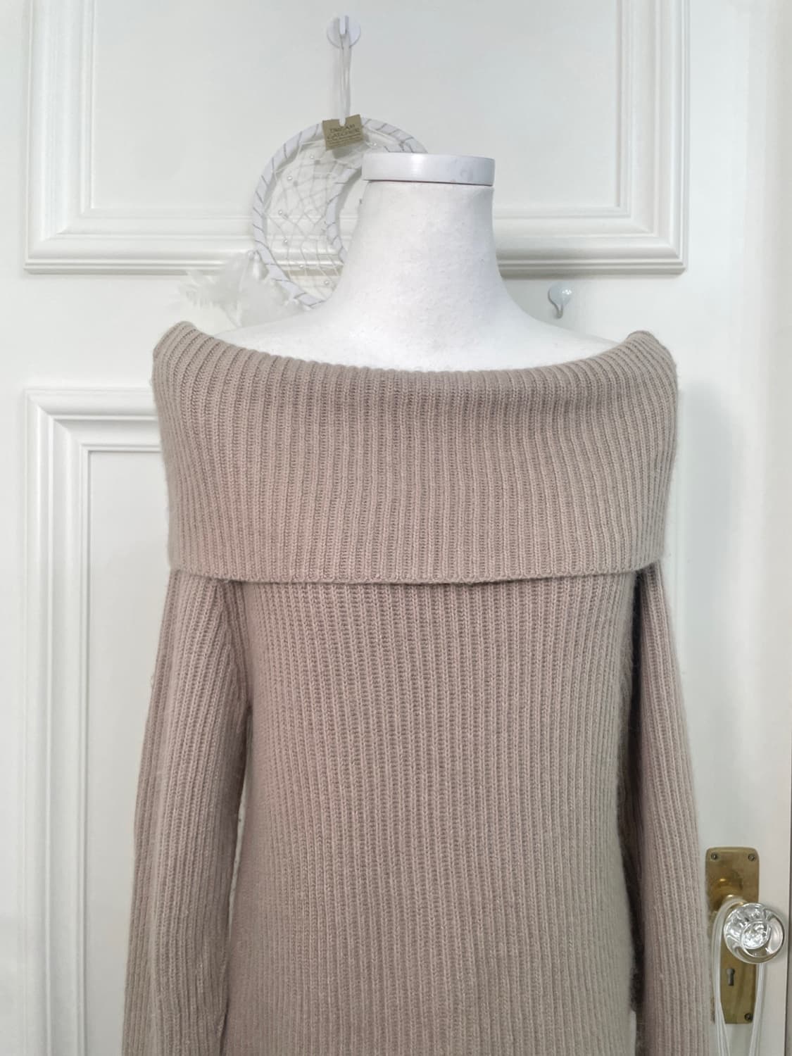 EF-DE pink beige off-shoulder basic rib 상품이미지5