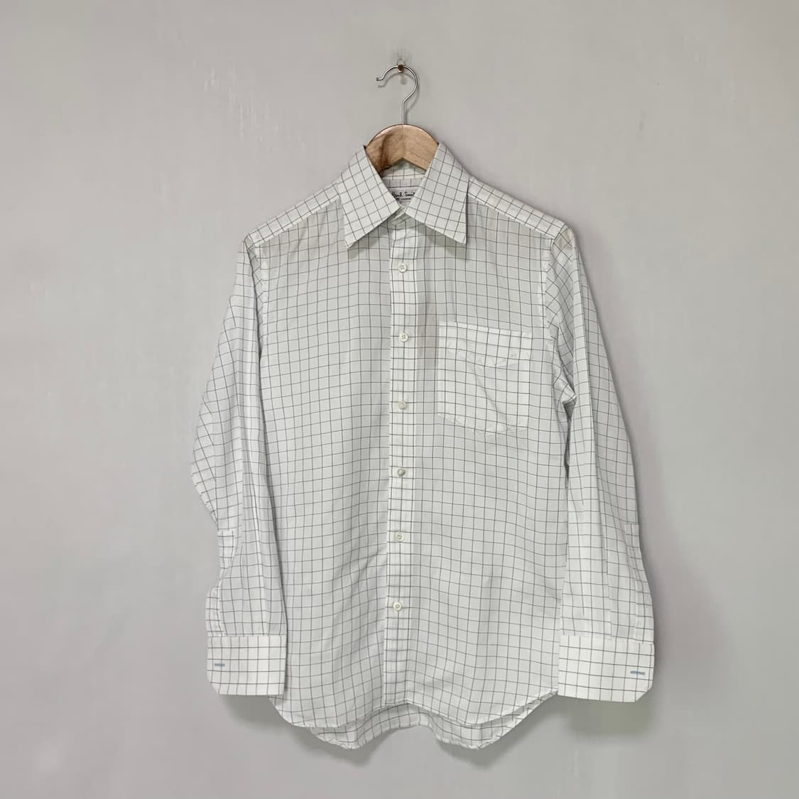 폴스미스 화이트 심플 체크 셔츠 남성 S 남녀공용 오버핏 상품이미지1