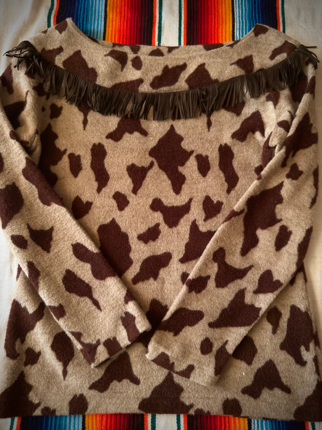vtg Vicky cow print western fringe 롱슬리브 상품이미지4