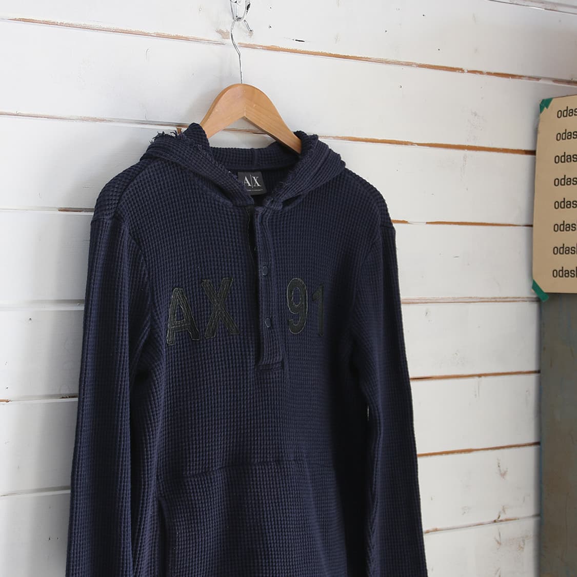 (착용컷) ARMANI EXCHANGE 와플 후드 티셔츠 (100) 상품이미지1