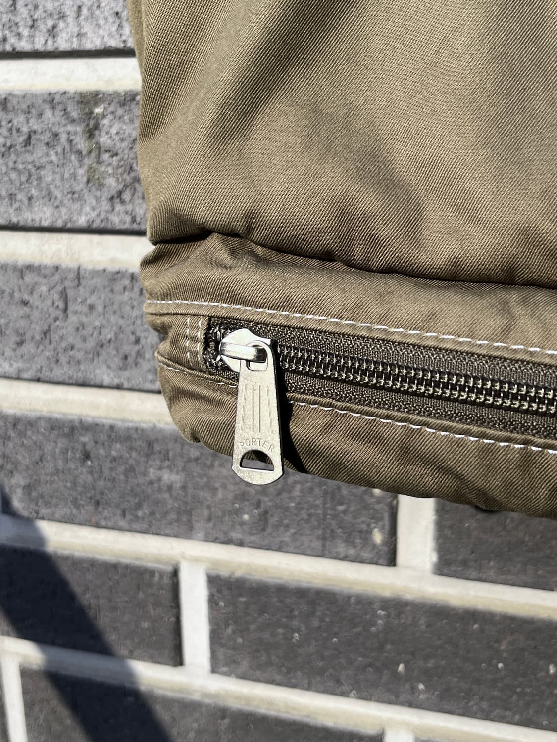 Porter 포터 화이트 스티치 코튼백 올리브 그린 상품이미지7