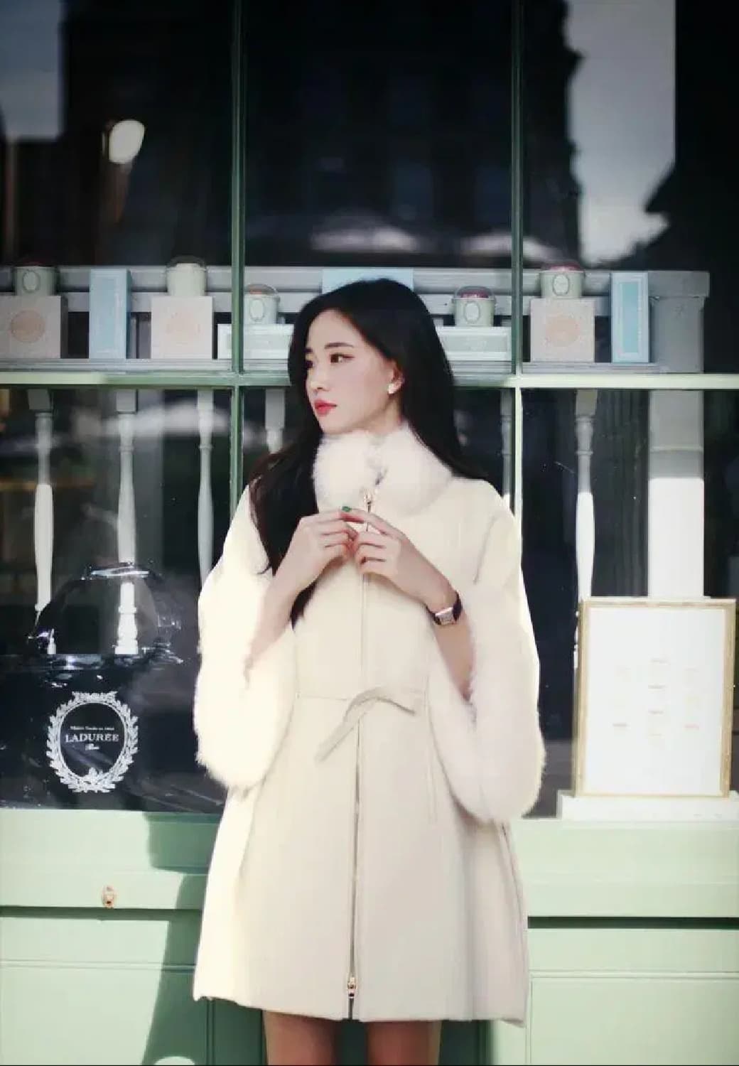 밀크코코아빈티지망토케이프판초코트박시핏달천롱코트밀코페이크퍼코트 상품이미지3