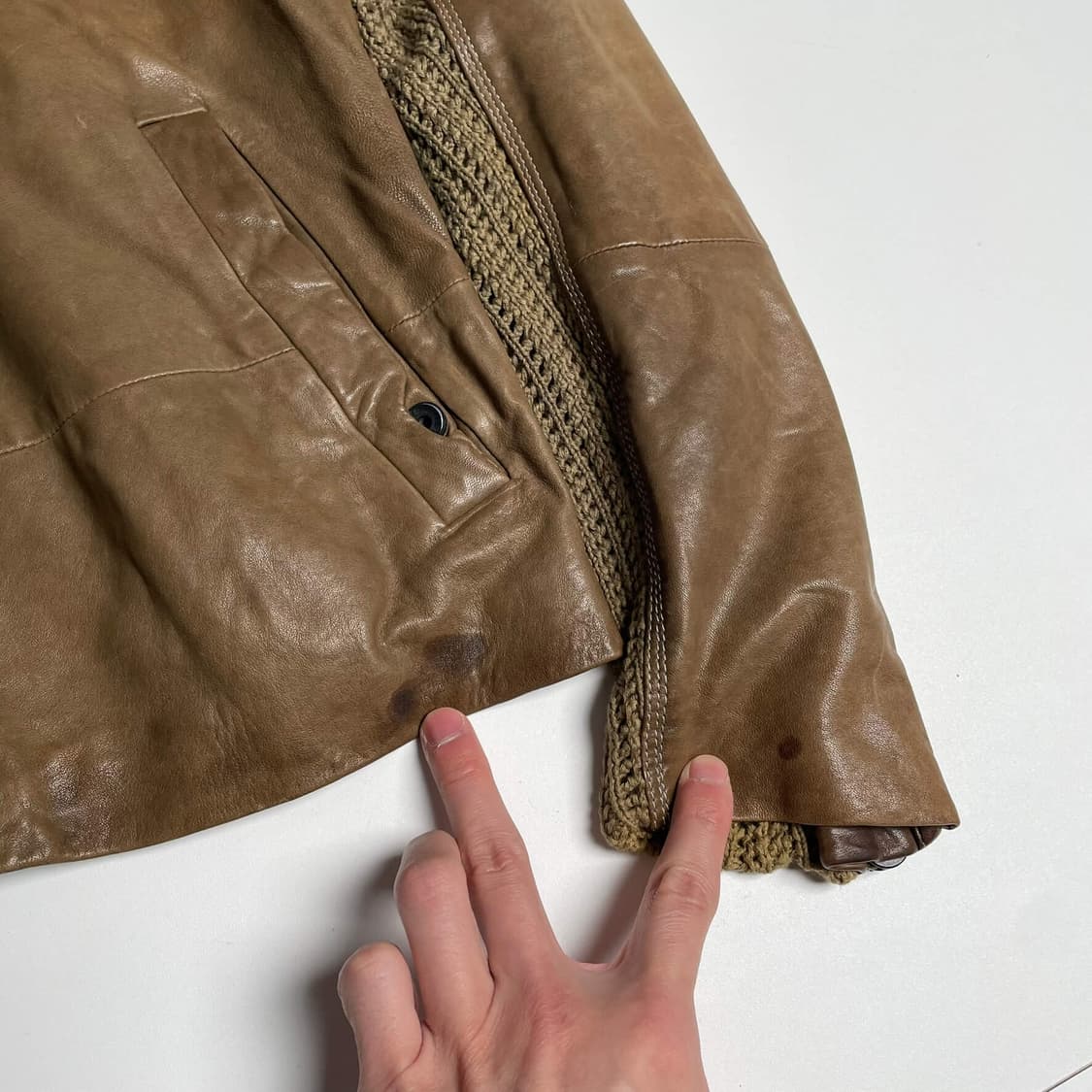 Diesel black gold 슬리브 니트 포인트 레더 자켓 상품이미지9