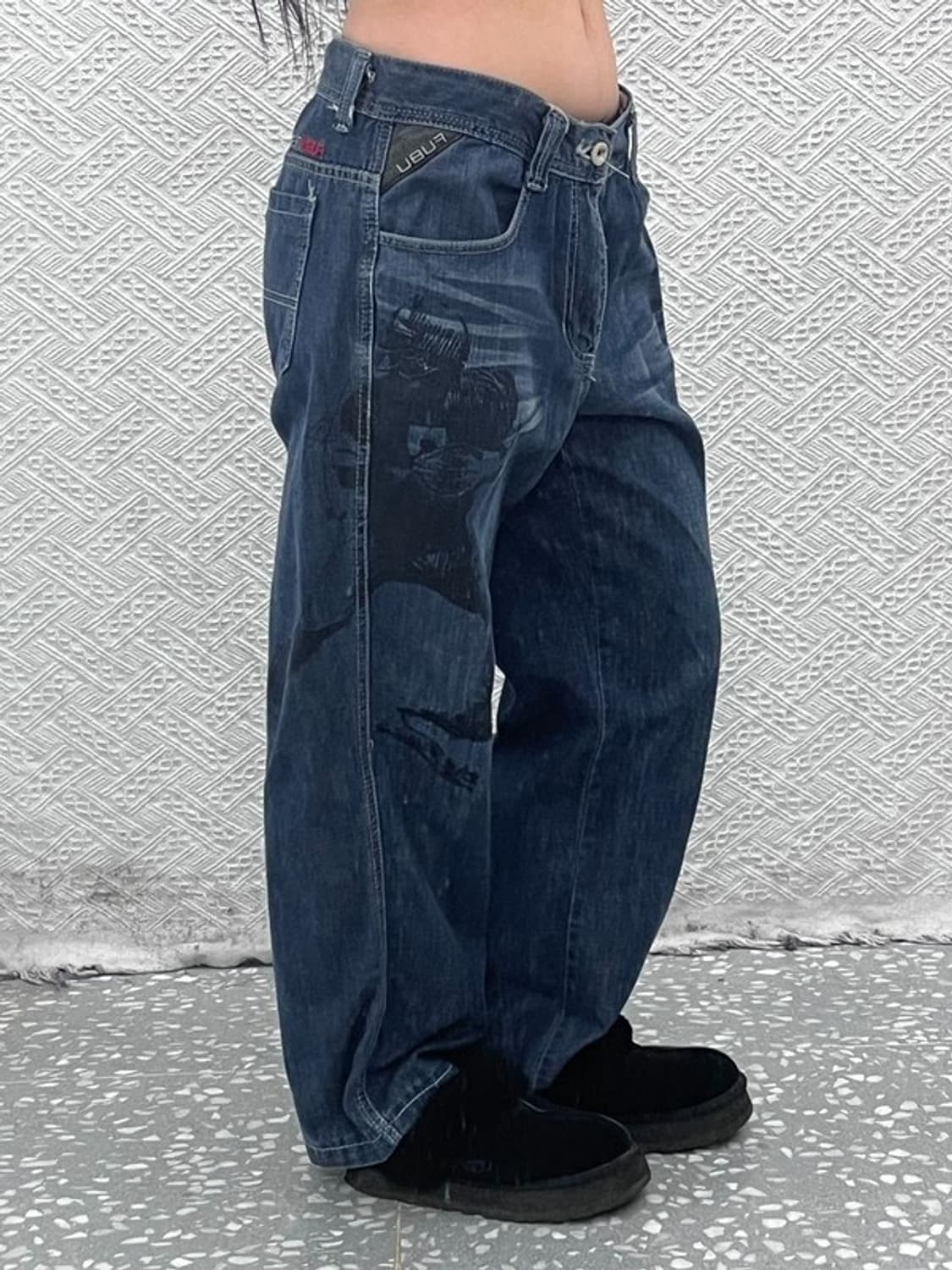 푸부 일본풍 올드스쿨 스트릿 프린팅 데님팬츠 32인치 C08749 상품이미지1