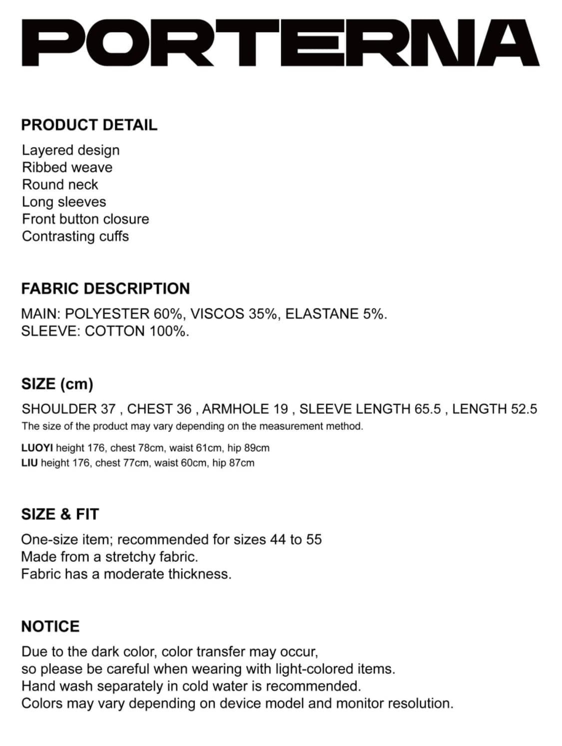 포르테나 MIX POINT LONG SLEEVE BUTTON T-SHIR 상품이미지10