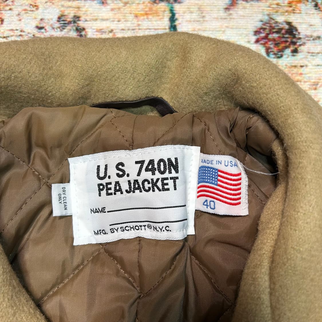 [L] made in usa 00s 쇼트 미해군 베이지 피코트 상품이미지3