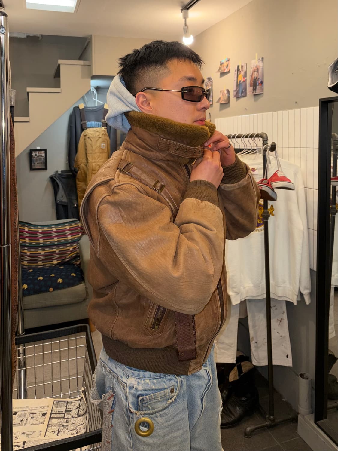 90‘s Men’s BIGI flight lambskin jacket 상품이미지3