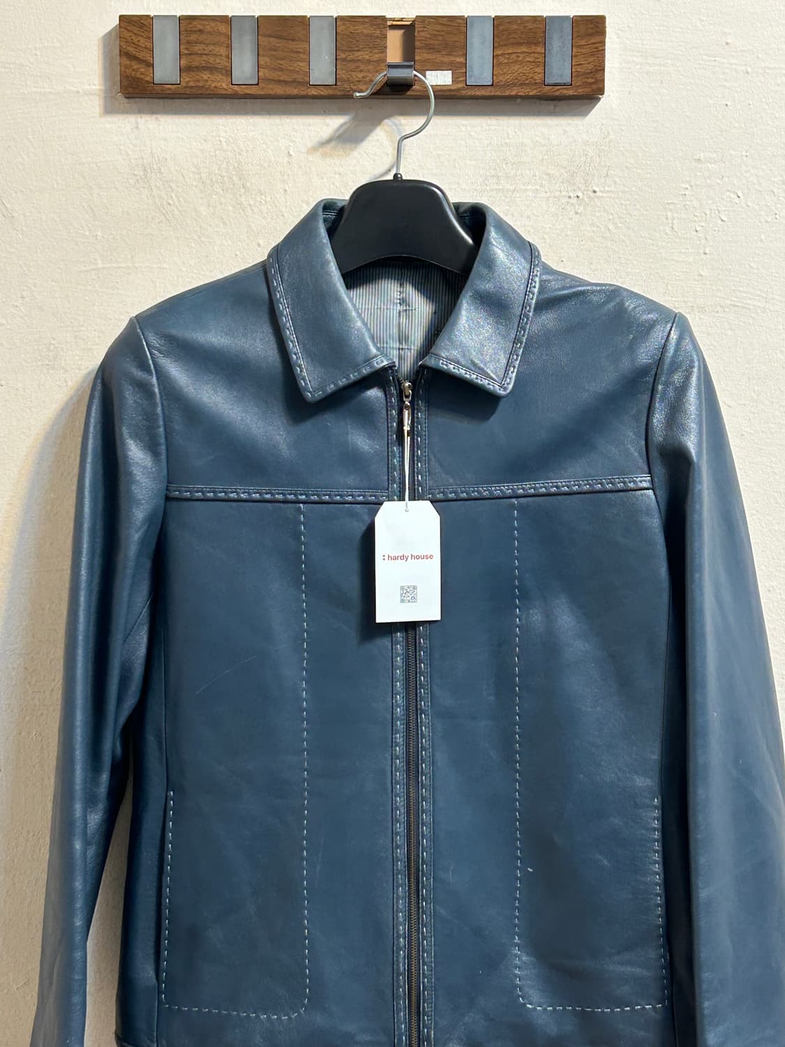 유즈드 스티치 레더 집업 자켓 상품이미지2