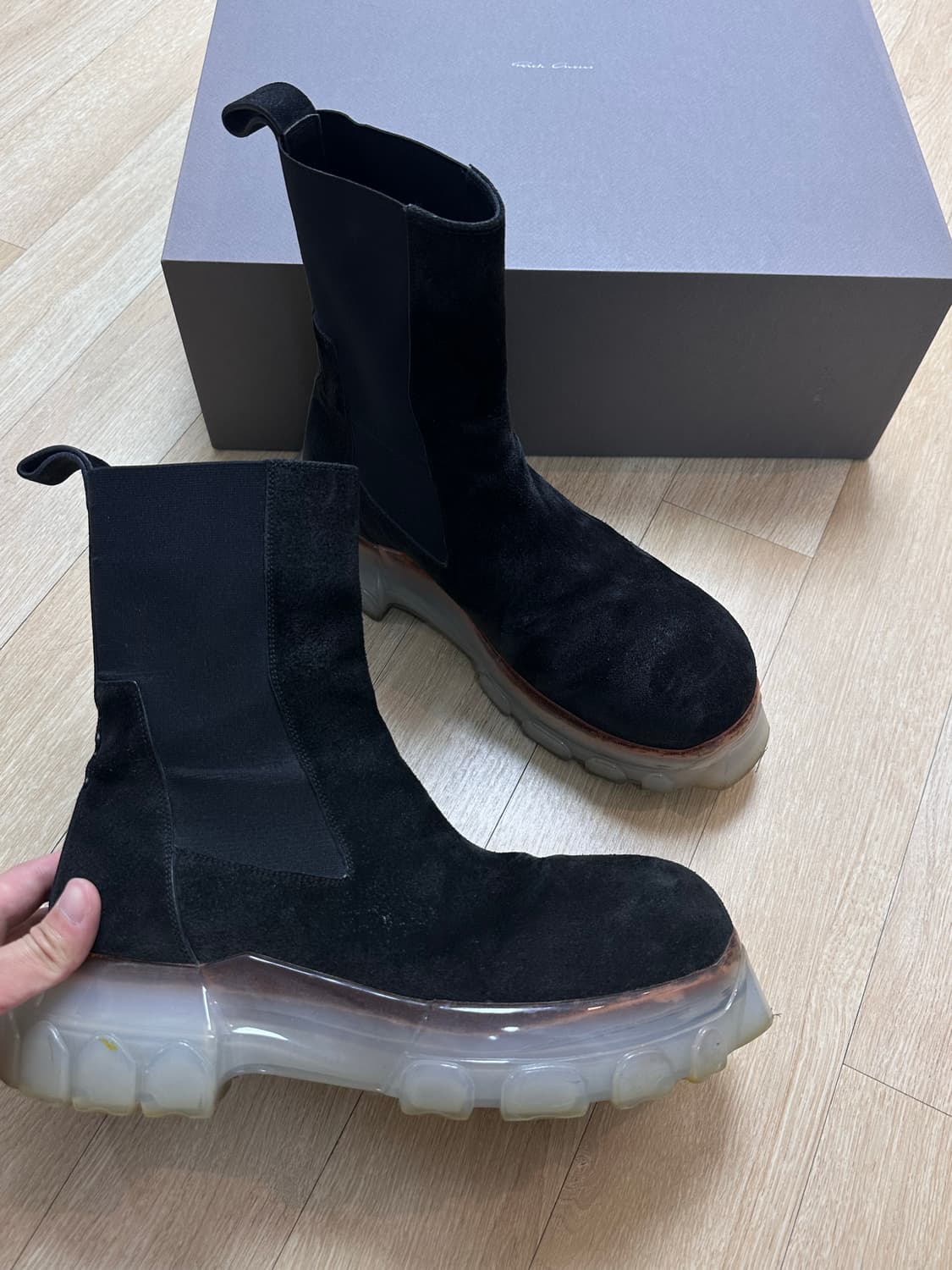 [42] 릭오웬스 트랙터 부츠 스웨이드 클리어솔 상품이미지4