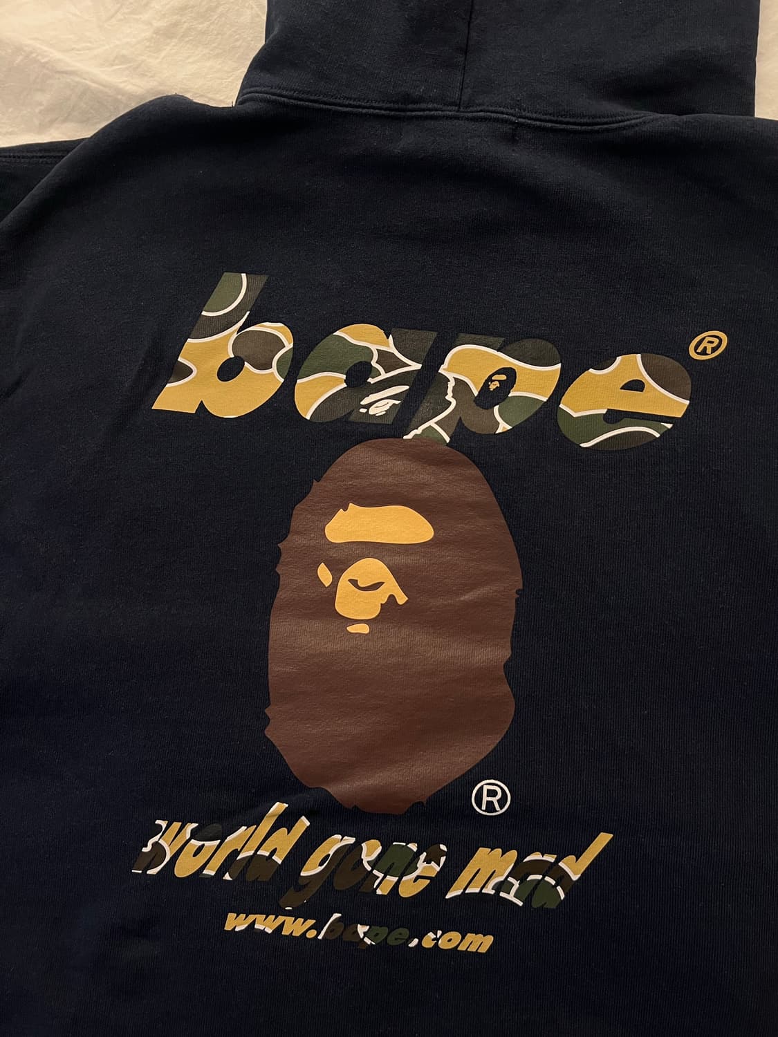 [교환/판매] 베이프 빈티지 로고 후드 네이비 L 상품이미지3