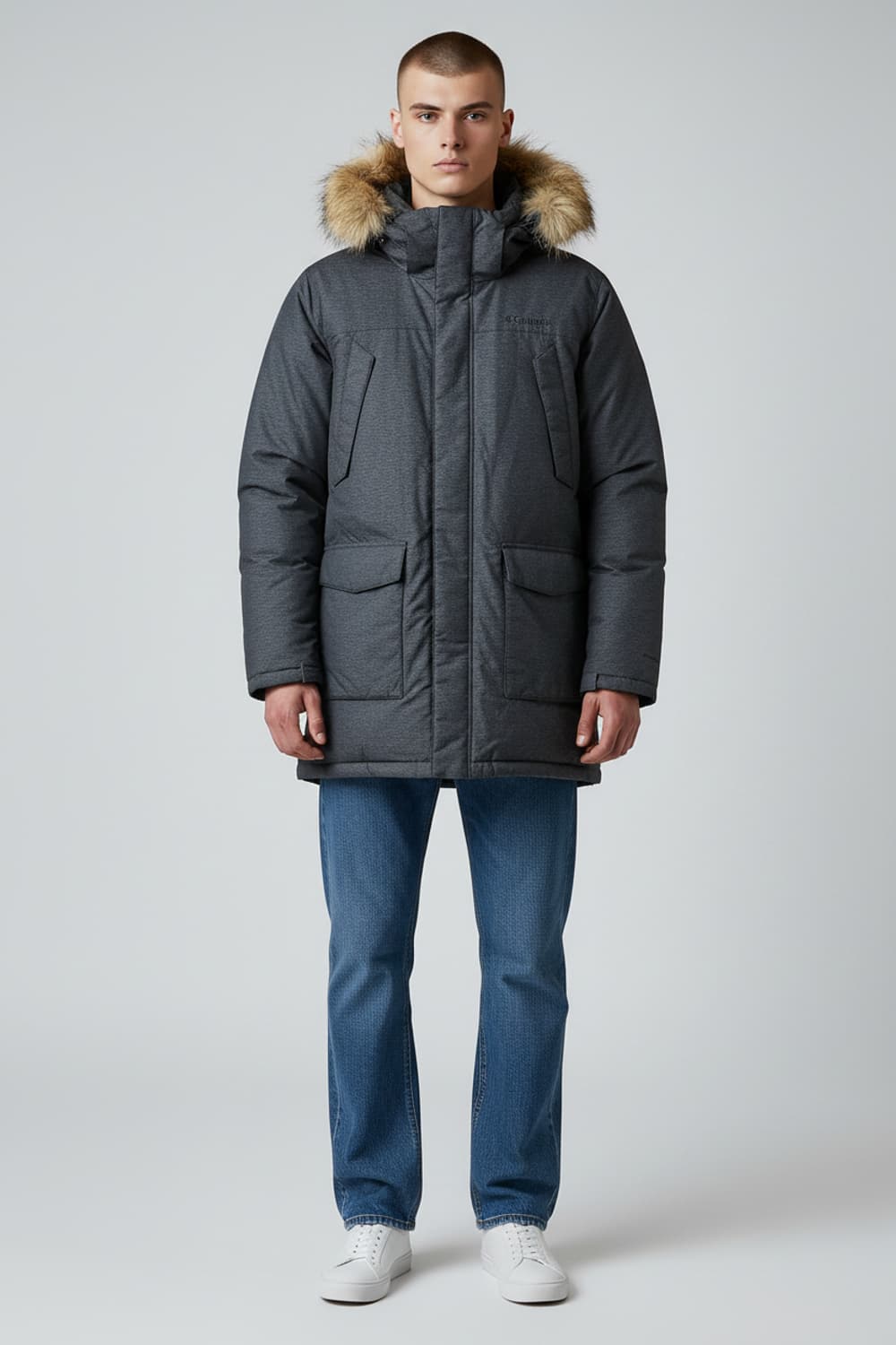 [XL] 컬럼비아 그레이 후드 헤비 덕 다운 야상 패딩 상품이미지3