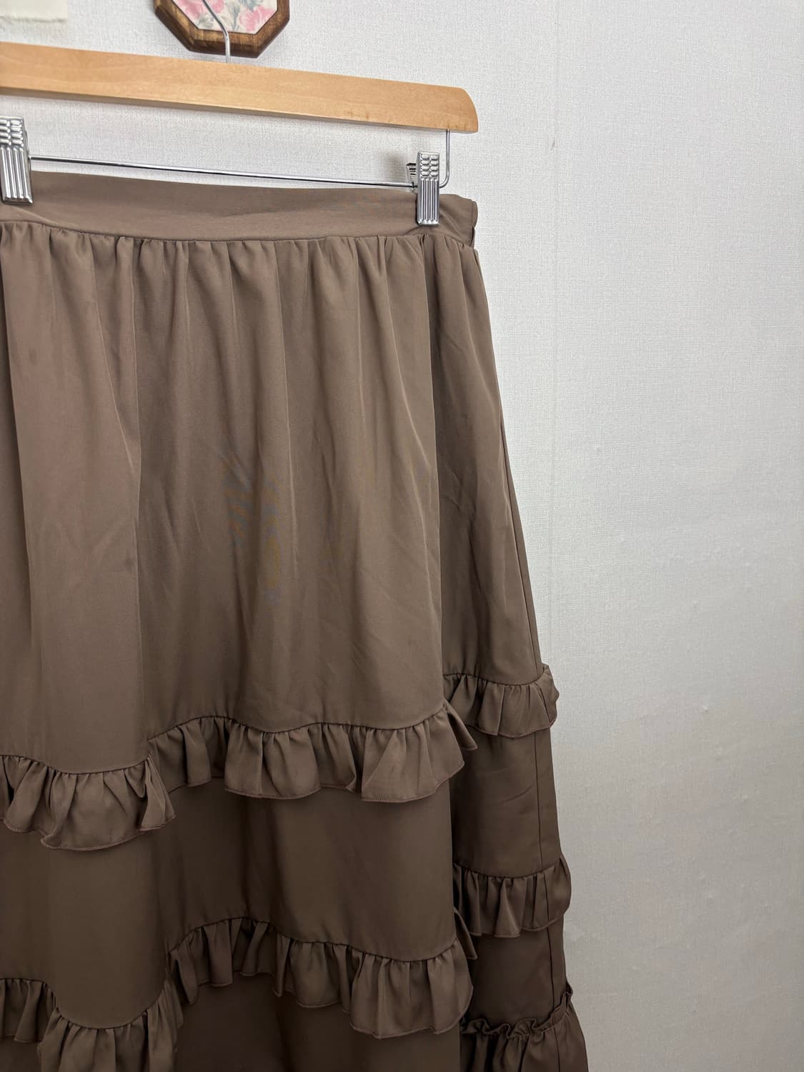 브라운 프릴 캉캉 롱 스커트 상품이미지4