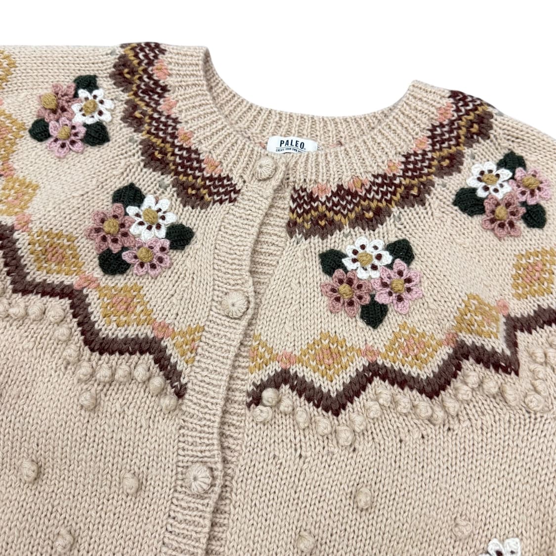 JPN 빈티지 패턴 폼폼이 플라워 울 니트 가디건  상품이미지4