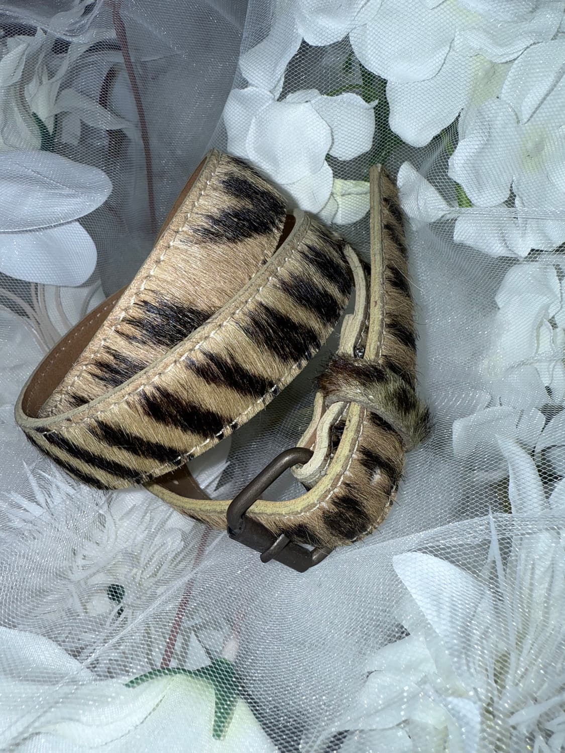 zebra thin fur belt 상품이미지5