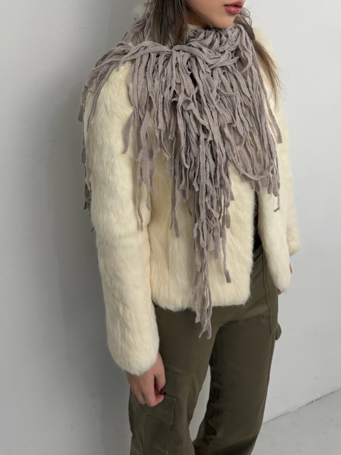 아이보리 토끼퍼 자켓 상품이미지3