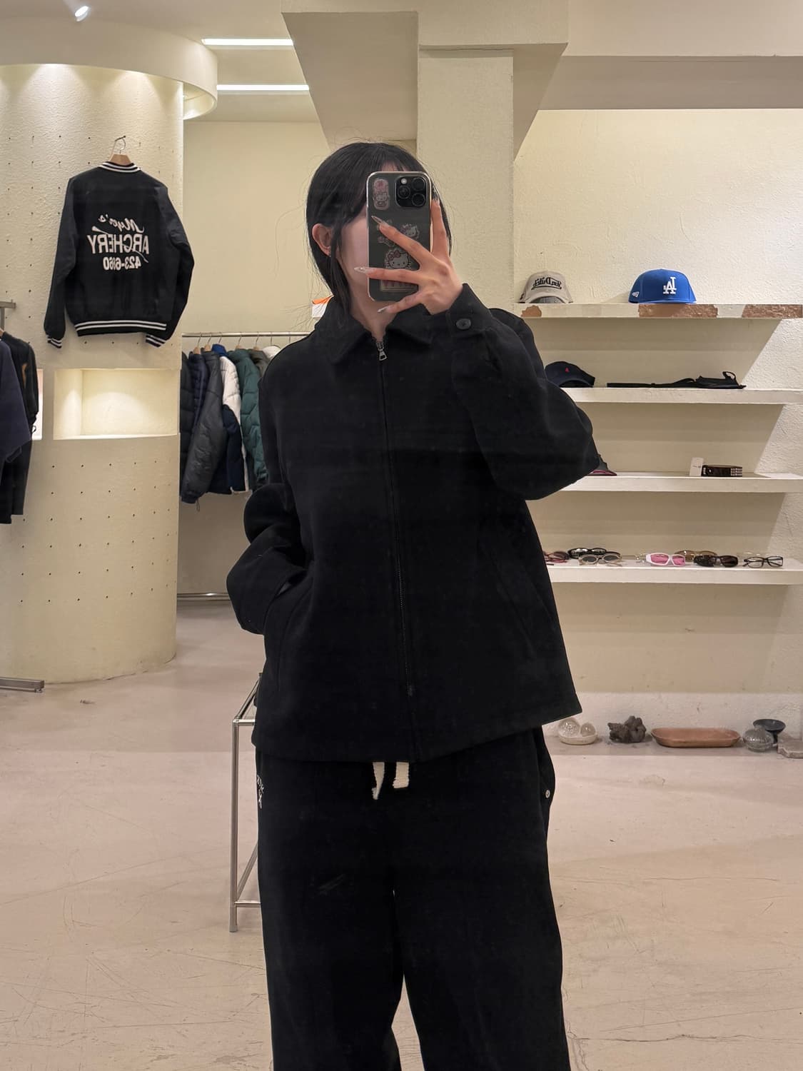 미니멀 울 카라 집업 자켓 블랙 U798 상품이미지1