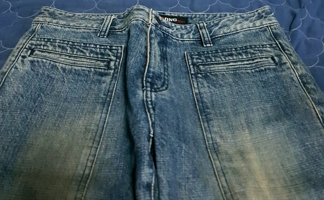 (빈티지) ONG JEANS 워싱 빅포켓 스판 세미 플레어 데님진(29) 상품이미지2