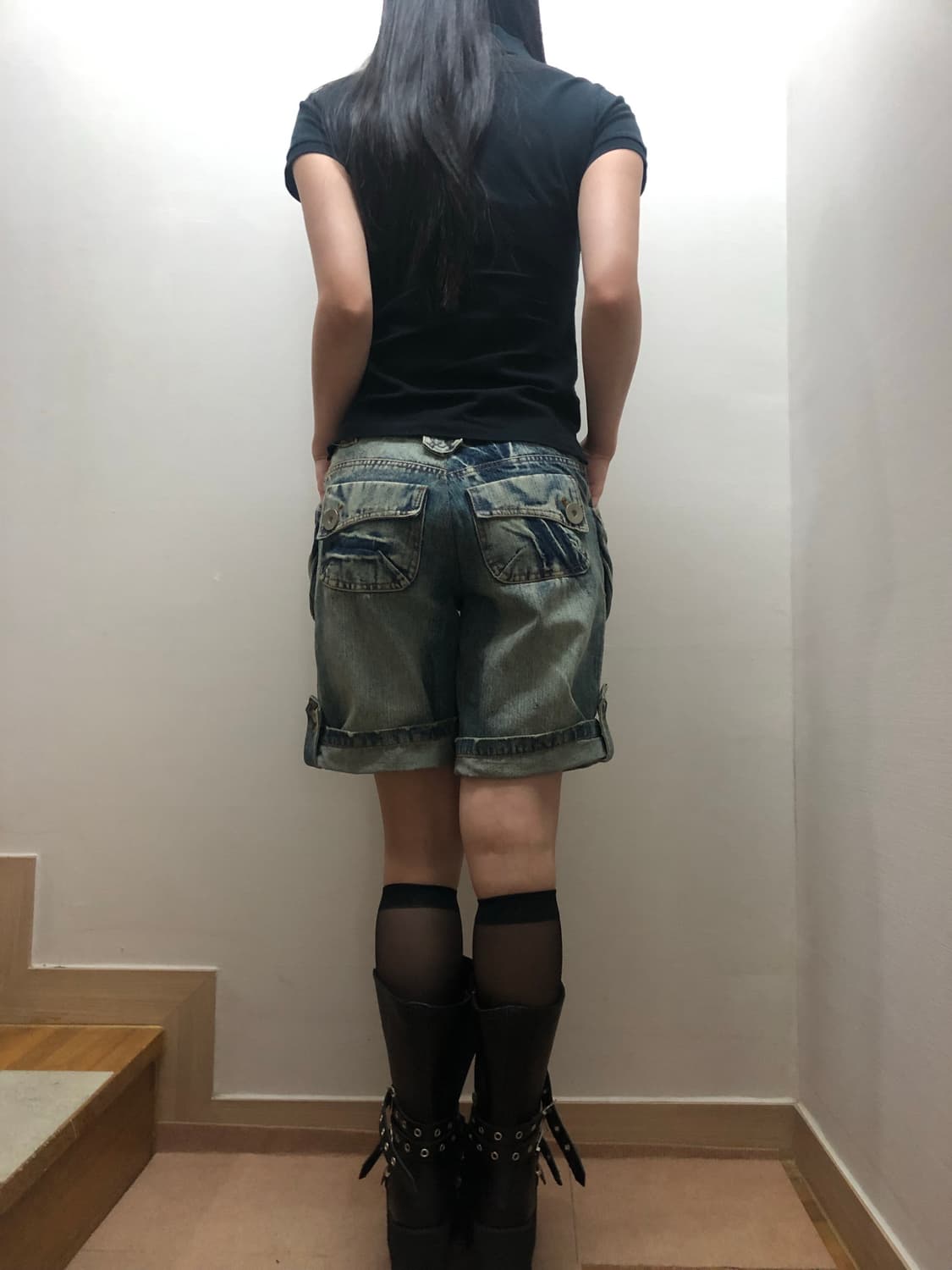 빈티지 데님 워싱 버뮤다 팬츠 상품이미지10