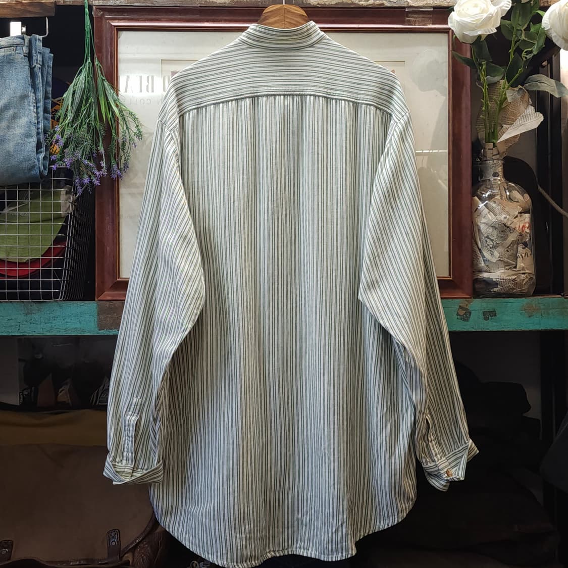 90s 엘엘빈x리 밸리 아일랜드 그랜드파더 셔츠 나이트셔츠 프렌치 xl 상품이미지3