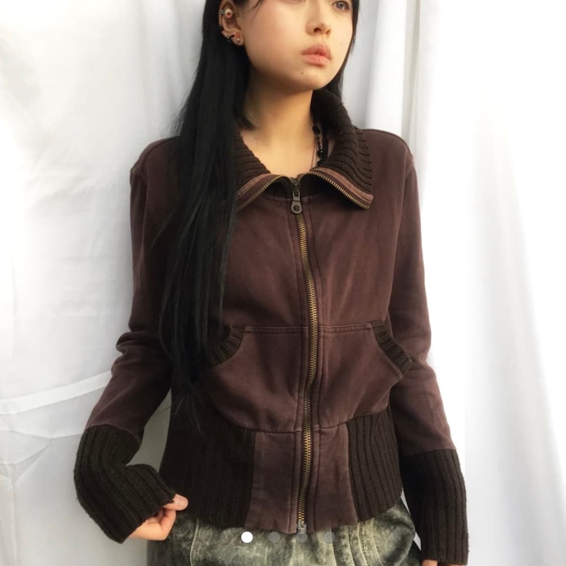 빈티지 니트 집업 상품이미지1