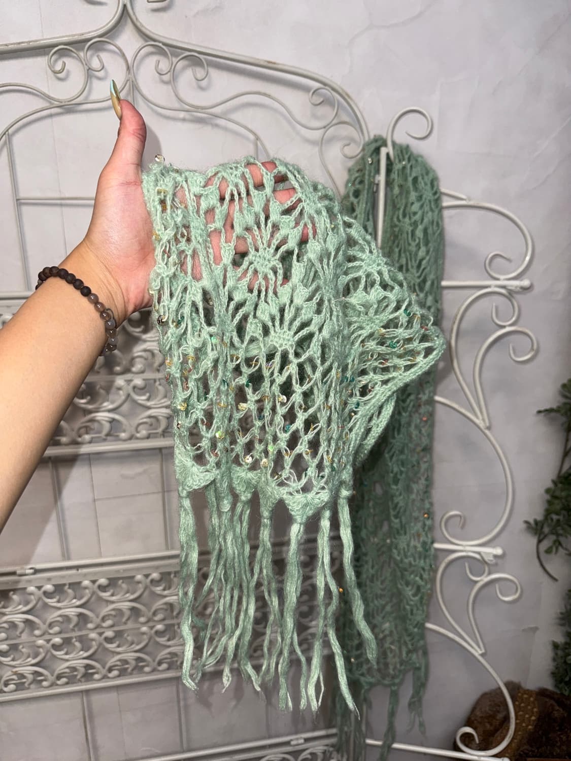 Renoma melon mint flower crochet muffler 상품이미지3