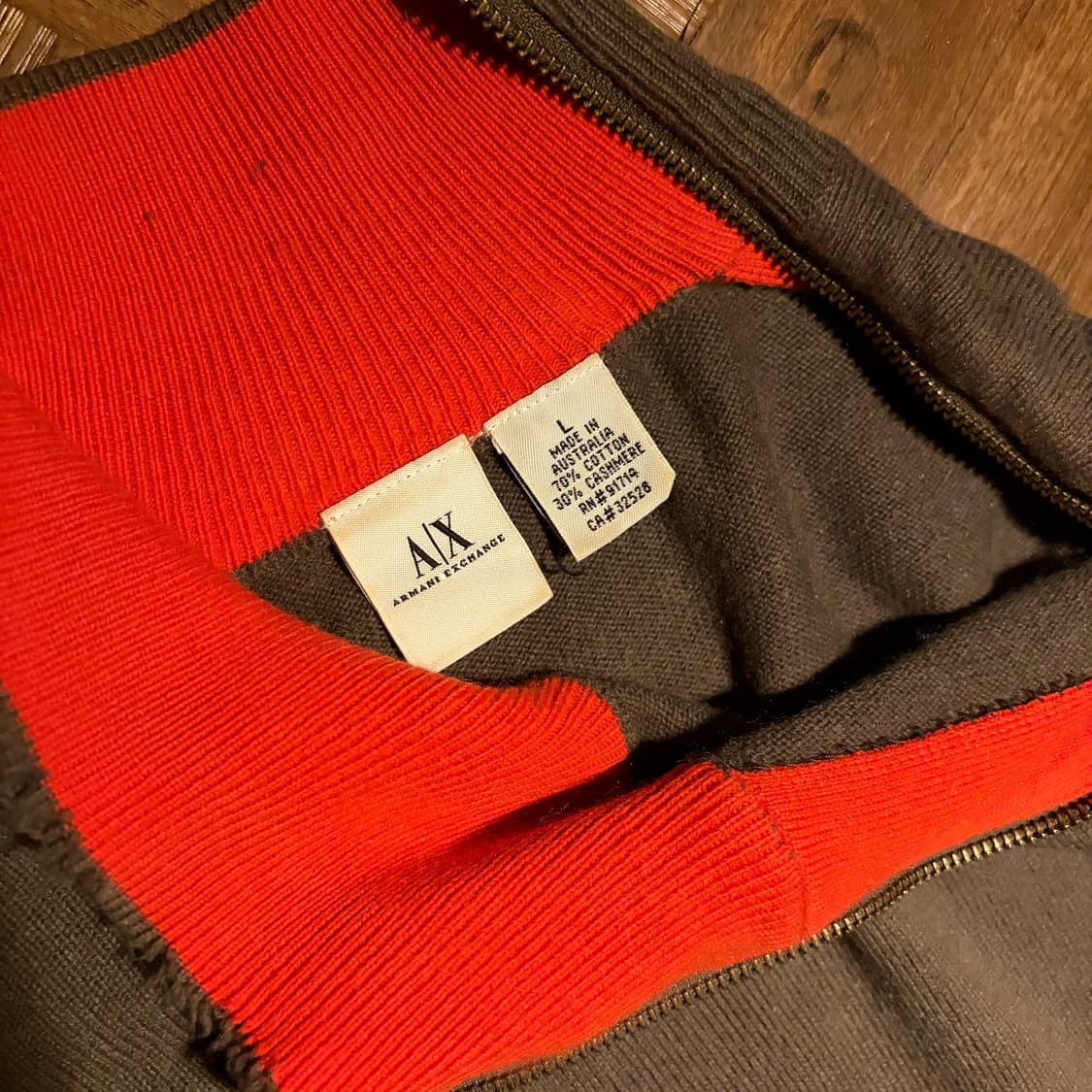 Armani exchange 넥 사이드 집업 니트 레드 상품이미지6