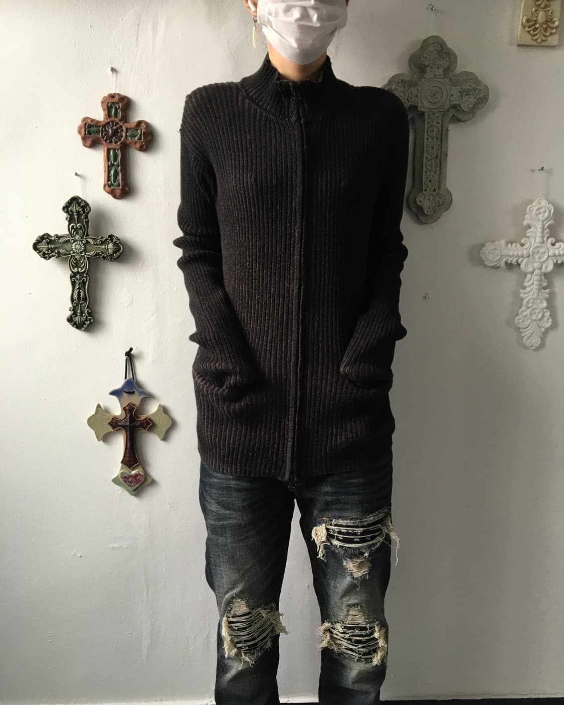 High neck ribbed zip up 상품이미지6