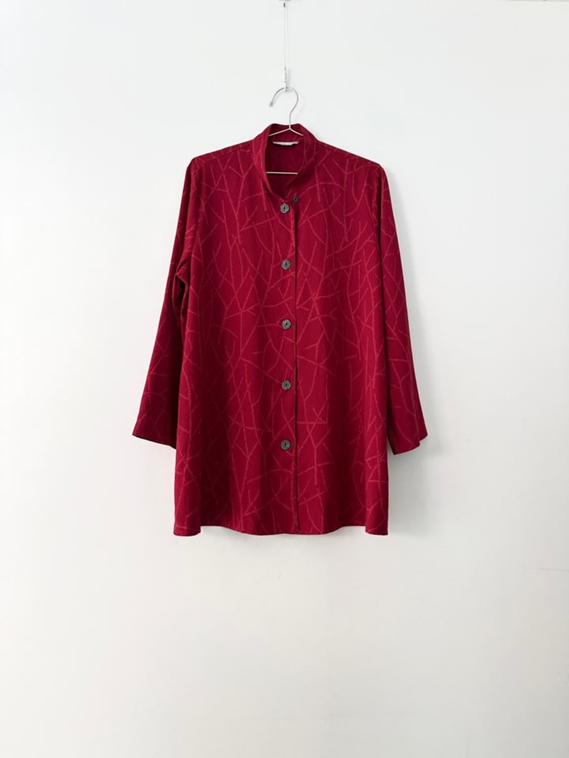 Irregular pattern slit shirt & ops / red 상품이미지1