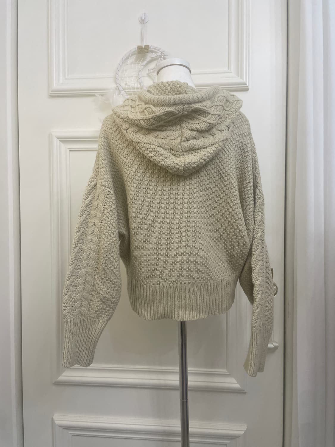 beige twist winter hoodie cardigan 상품이미지3