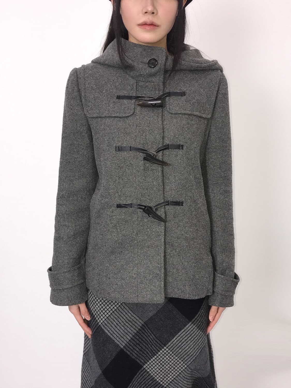 GU Japan Charcoal Hooded Duffle Coat 상품이미지2
