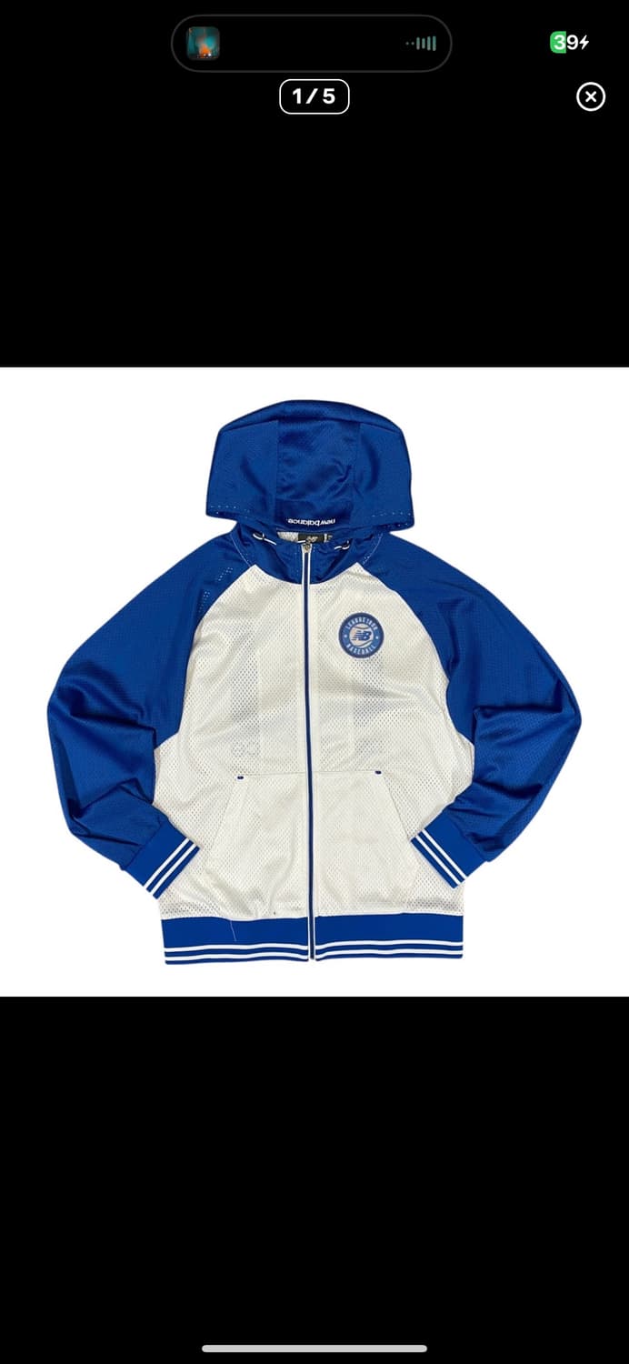 (바배) 뉴발란스 야구 매쉬 흰파 후드 집업 상품이미지1