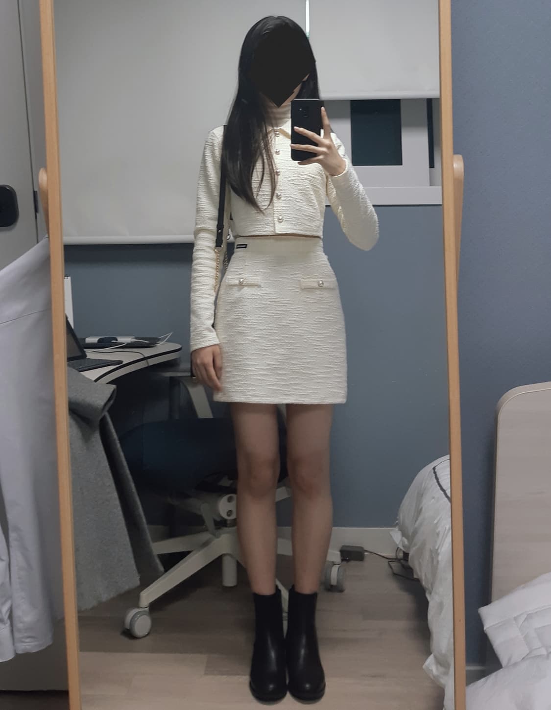 [S/착샷 O]팬시클럽 버튼 트위드 셋업 아이보리 상품이미지7