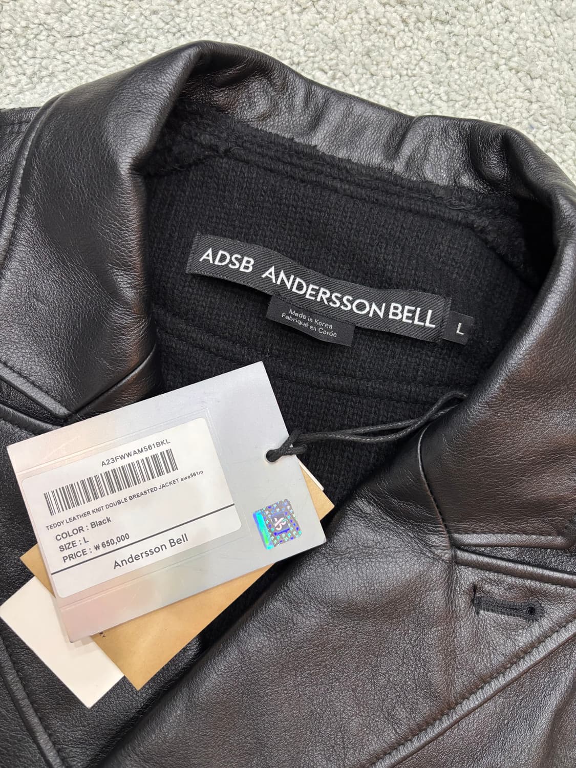 앤더슨벨 / 테디 레더 니트 더블 자켓 / L 상품이미지3