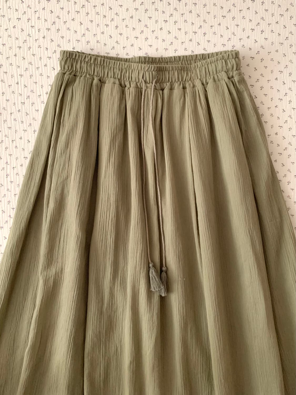 카키 플리츠 롱 스커트 상품이미지2