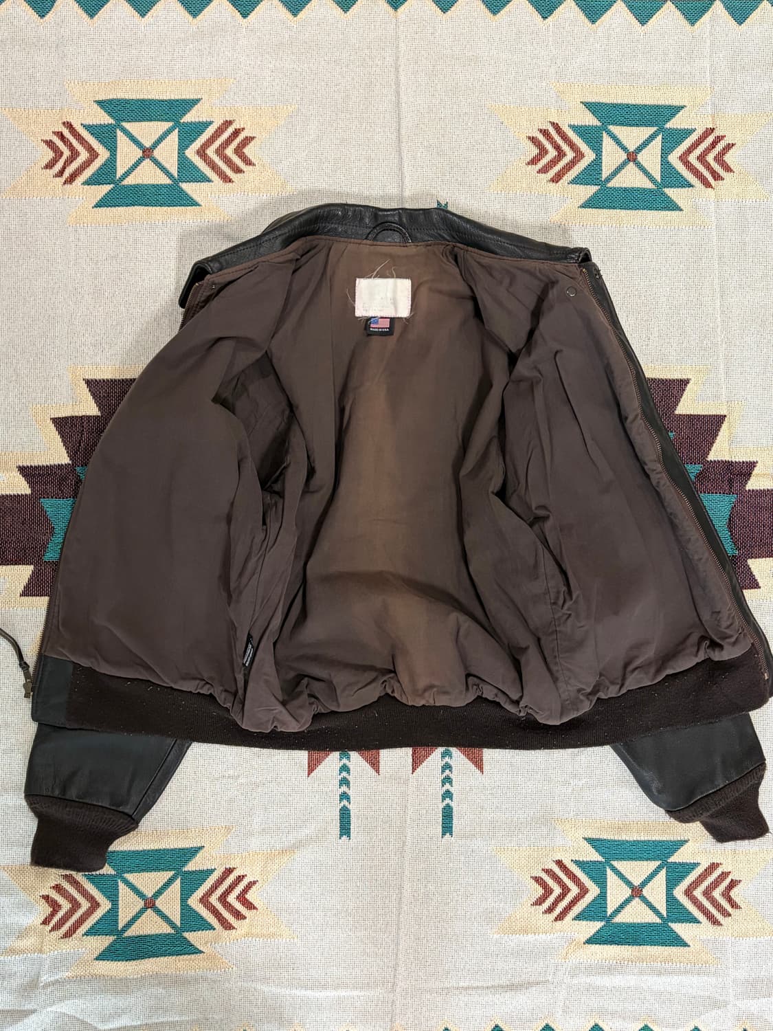 90s USA 쇼트 A2 레더자켓 상품이미지5