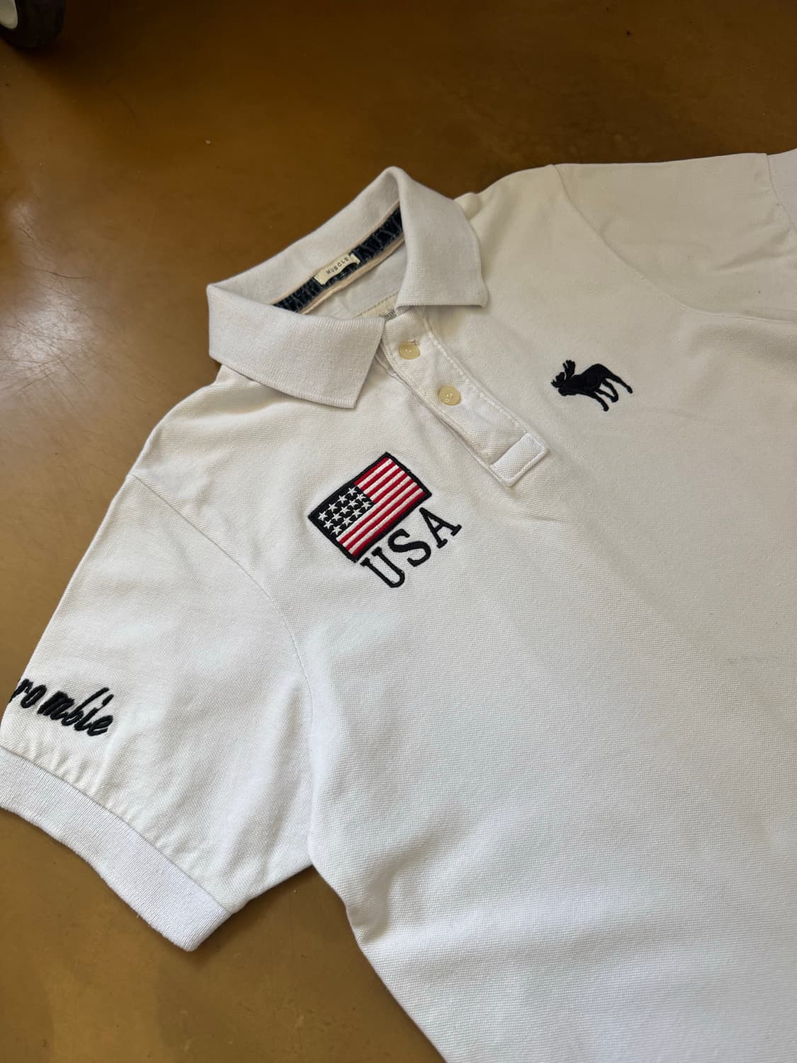 아베크롬비 빅무스 USA 성조기 화이트 폴로 카라티 상품이미지1
